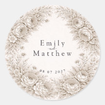 Regency Botanical Engraving Wedding Sticker Set