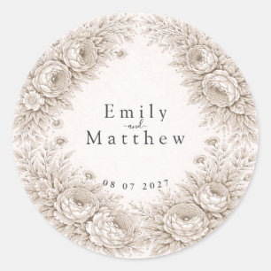 Regency Botanical Engraving Wedding Sticker Set