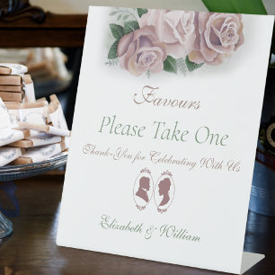 Regency Bridgerton Pink Roses Cameo Pedestal Sign