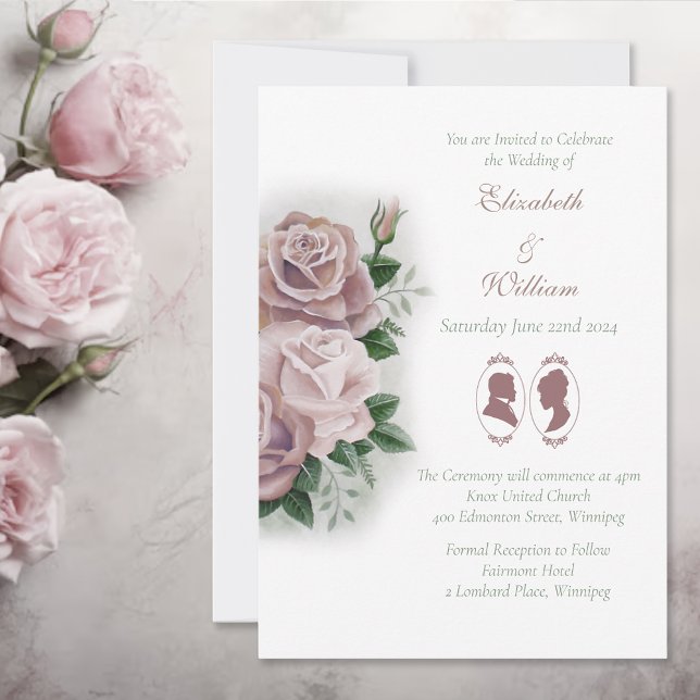 Regency Bridgerton Pink Roses Cameos Invitation (Creator Uploaded)