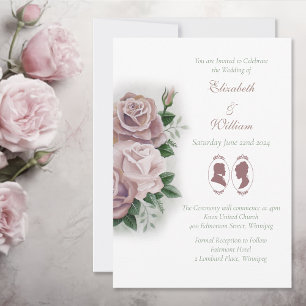 Regency Bridgerton Pink Roses Cameos Invitation