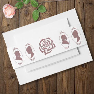 Regency Bridgerton Pink Roses Cameos Invitation Belly Band