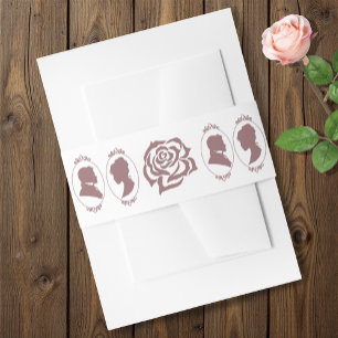 Regency Bridgerton Pink Roses Cameos Invitation Belly Band