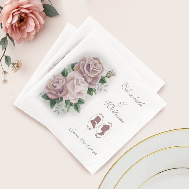 Regency Bridgerton Pink Roses Cameos Napkin (Creator Uploaded)