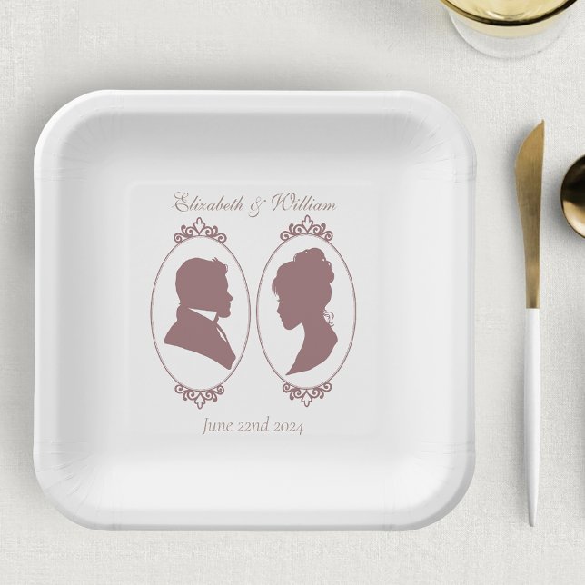 Regency Bridgerton Pink Roses Cameos Paper Plate (Creator Uploaded)