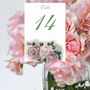Regency Bridgerton Pink Roses Cameos Table Number