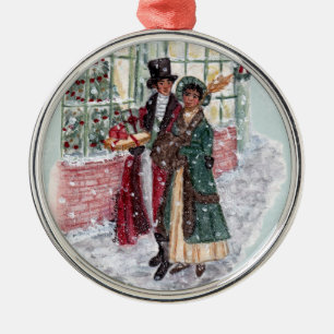 Regency Christmas Shoppers - Jane Austen Metal Tree Decoration