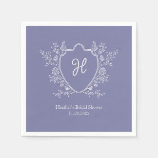 Regency Crest Monogram Purple Bridal Shower Napkin