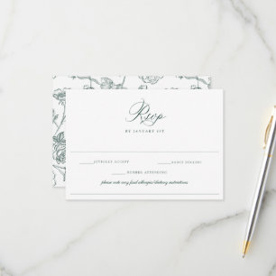 Regency Emerald Allergy Diet Restriction Wedding RSVP Card