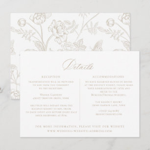 Regency Era Beige Floral Wedding Details Card