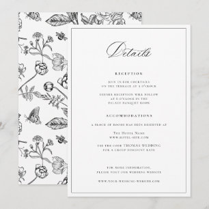 Regency Era Black Wedding Details Card