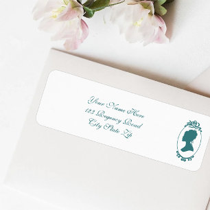 Regency Era Couple Cameo Silhouette Teal Romance