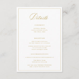 Regency Era Dark Gold Wedding Details Enclosure Card