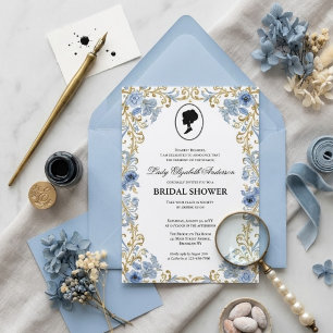 Regency era floral bridal shower invitation