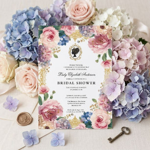 Regency era floral bridal shower invitation