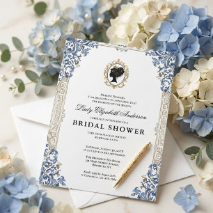 Regency era floral bridal shower invitation