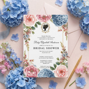 Regency era floral bridal shower invitation