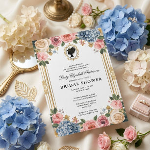 Regency era floral bridal shower invitation