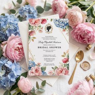 Regency era floral bridal shower invitation
