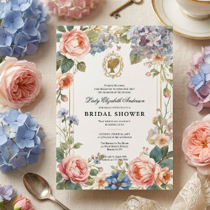 Regency era floral bridal shower invitation