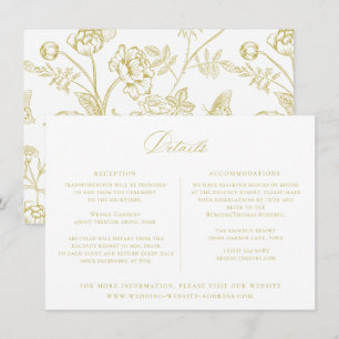 Regency Era Gold Floral Wedding Details Card