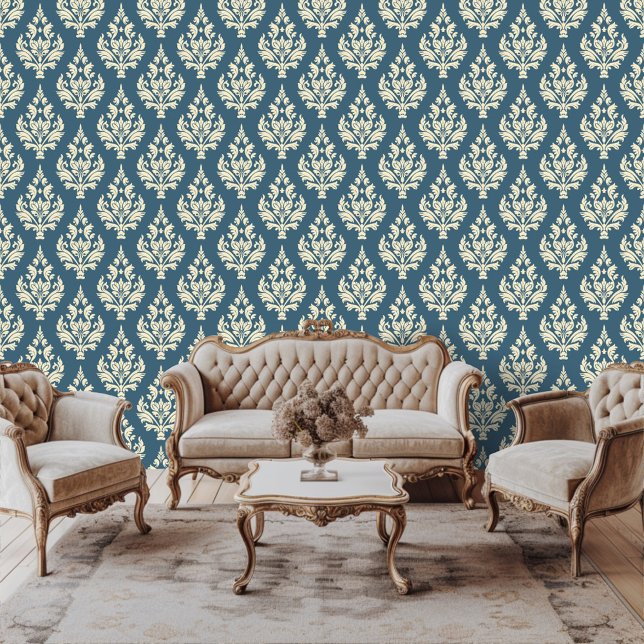 Regency Era Inspired Damask Scroll Leafy Wallpaper (Creator Uploaded)