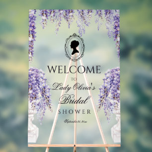 Regency Era Lilac Floral Bridal Shower Acrylic Sign