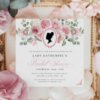 Regency Era Pink Floral Bridal Shower Invitation