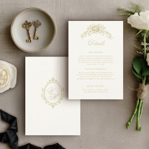 Regency Era Wedding Elegant Heirloom Details Enclosure Card