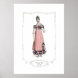 Regency Fashion Plate 1815 Evening Dress London Poster