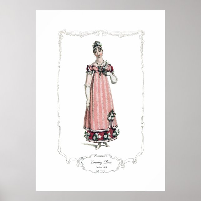 Regency Fashion Plate 1815 Evening Dress London Poster (Front)