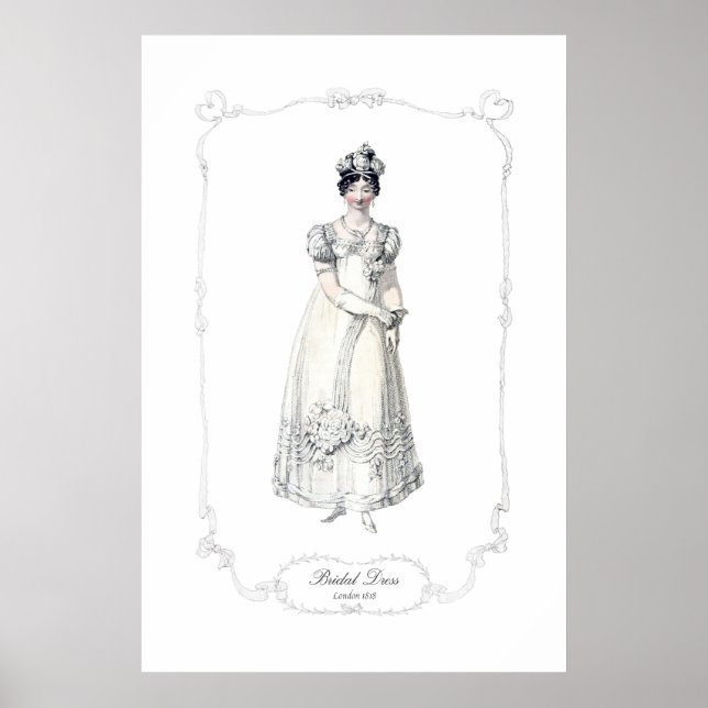Regency Fashion Plate 1818 Bridal Dress Print (Front)