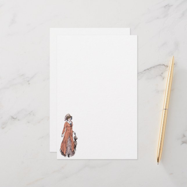 Regency Fashion Stationery - Lady #2 (Front/Back In Situ)