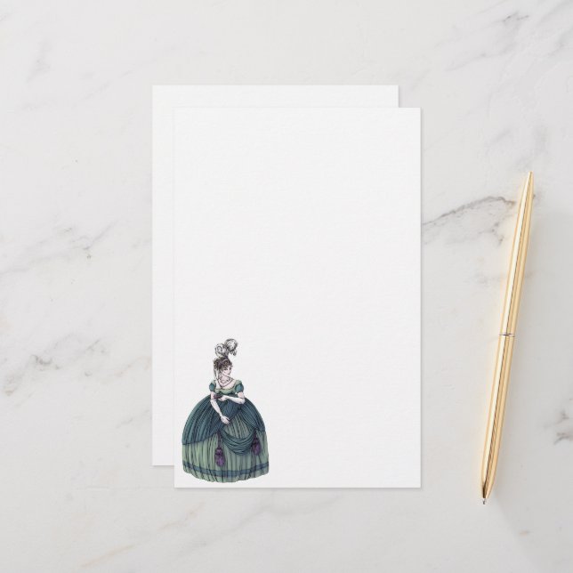 Regency Fashion Stationery - Lady #4 (Front/Back In Situ)