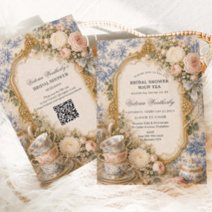 Regency Floral Tea Party Bridal Shower Invitation