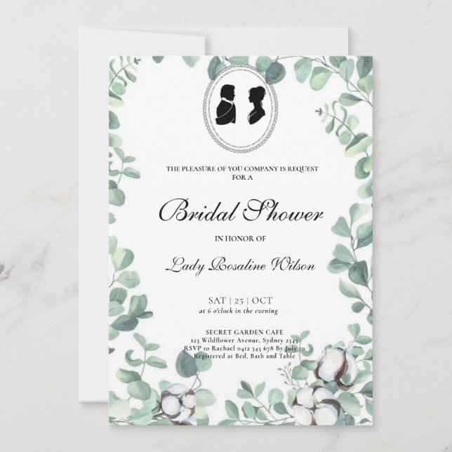 Regency Floral Tea Party bridal shower  Invitation (Front)