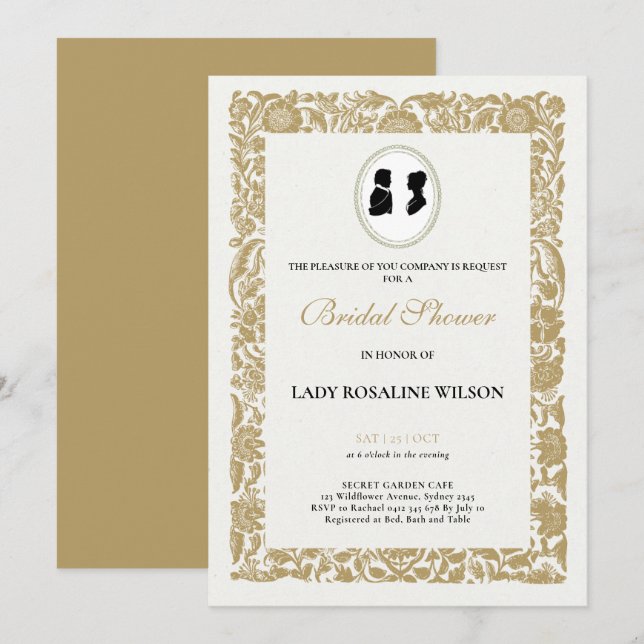 Regency Floral Tea Party bridal shower  Invitation (Front/Back)