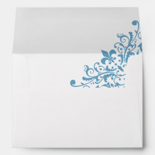 Regency French Blue Fleur de Lis Pattern Wedding Envelope