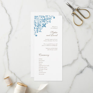 Regency French Blue Fleur de Lis Pattern Wedding Programme