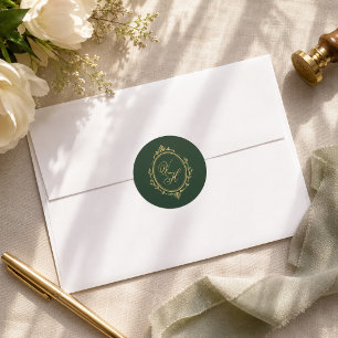 Regency Garden Vintage Classic Romantic Wedding Round Sticker
