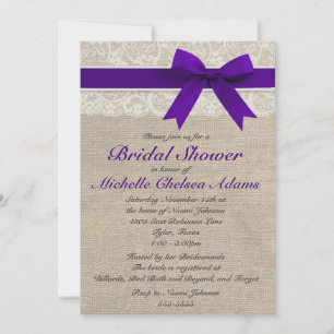 Regency Lace Burlap Bridal Shower Invitation