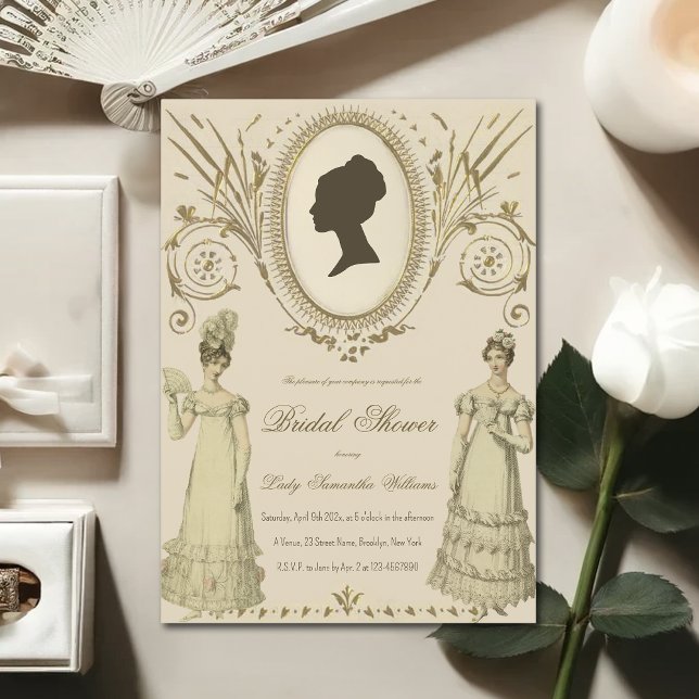 Regency Ladies Vintage Calligraphy Bridal Shower Invitation (Creator Uploaded)