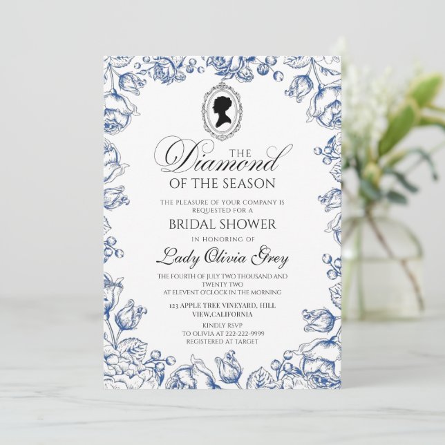 Regency Lady Bridal Shower Invitation (Standing Front)