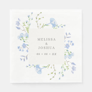 Regency Light Blue Watercolor Florals Wedding Napkin