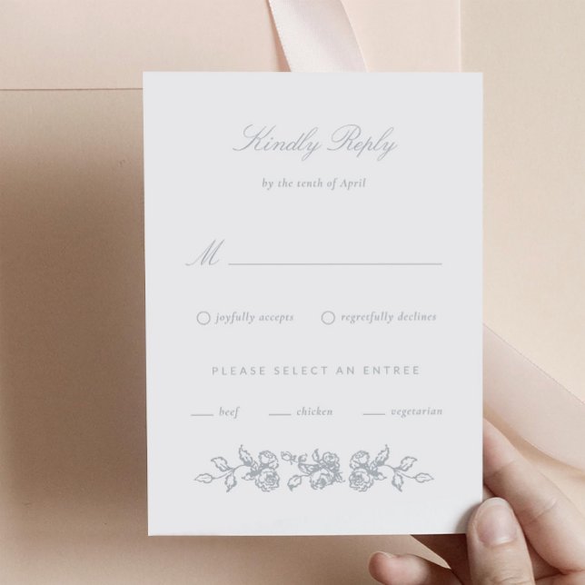 Regency Monogram Wedding Invitation Response Card (Regency Monogram Wedding RSVP Card with meals)