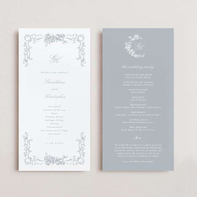 Regency Monogram Wedding Program Programme (Regency Monogram Wedding Program)