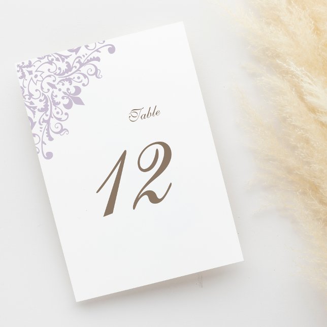 Regency Purple Fleur de Lis Pattern Wedding  Table Number (Creator Uploaded)