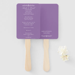 Regency Purple wedding Ceremony Program Hand Fan