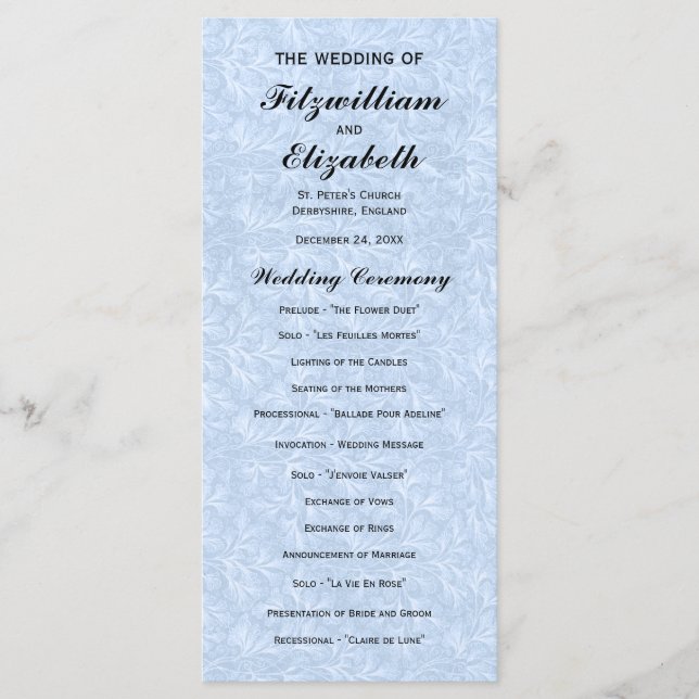Regency Romance Wedding Programs Programme (Front)