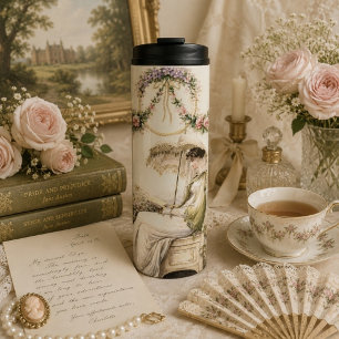 Regency Rose Garden Reading Lady Thermal Tumbler